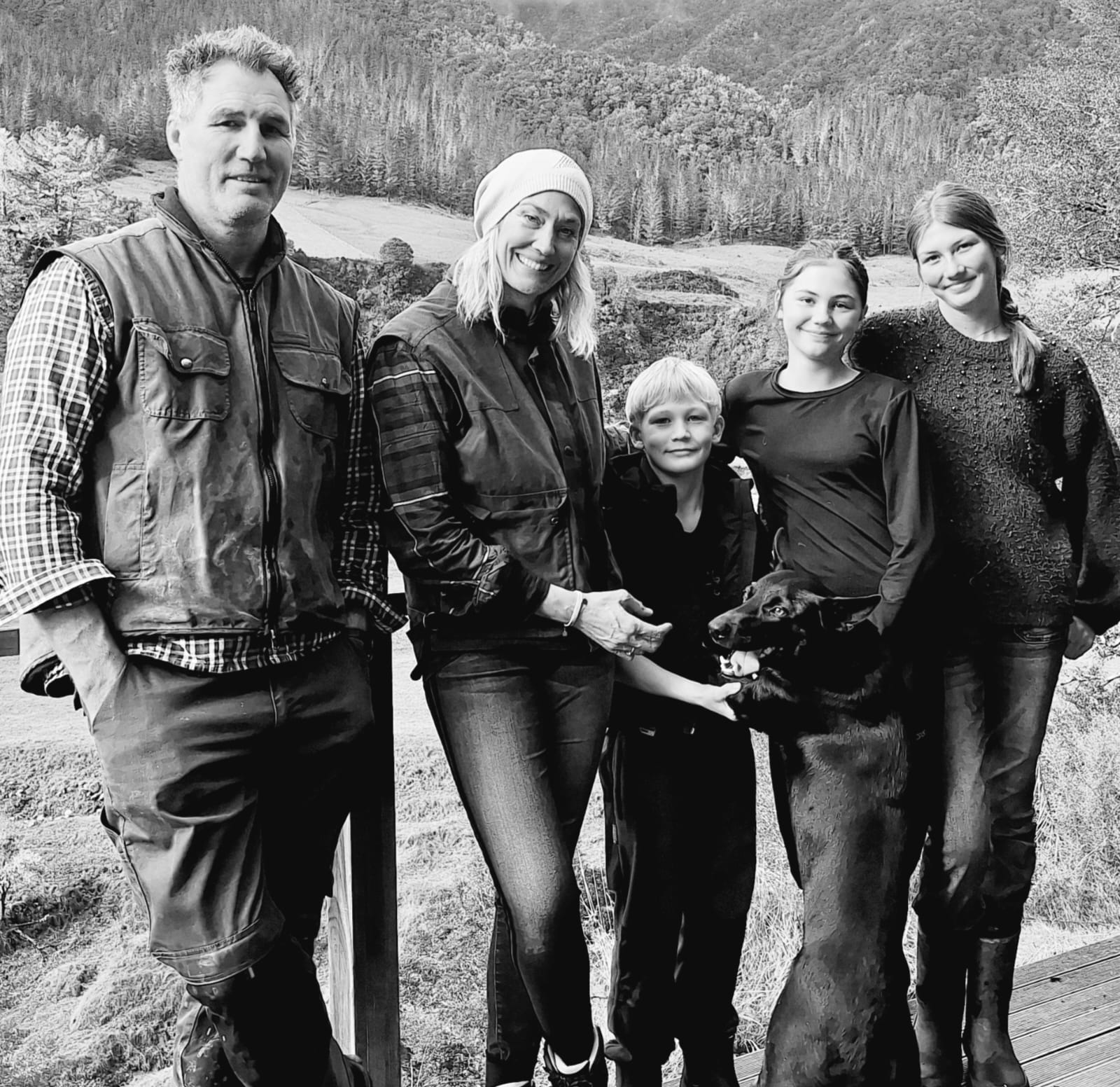 The Brown family on the farm